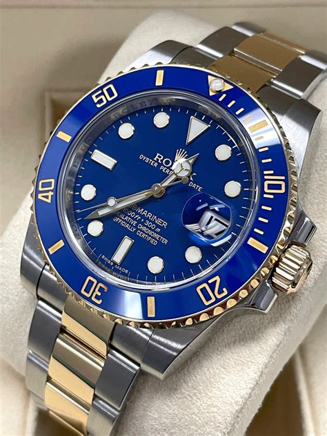 rolex submariner face blue gold|Rolex Submariner date 126613lb.